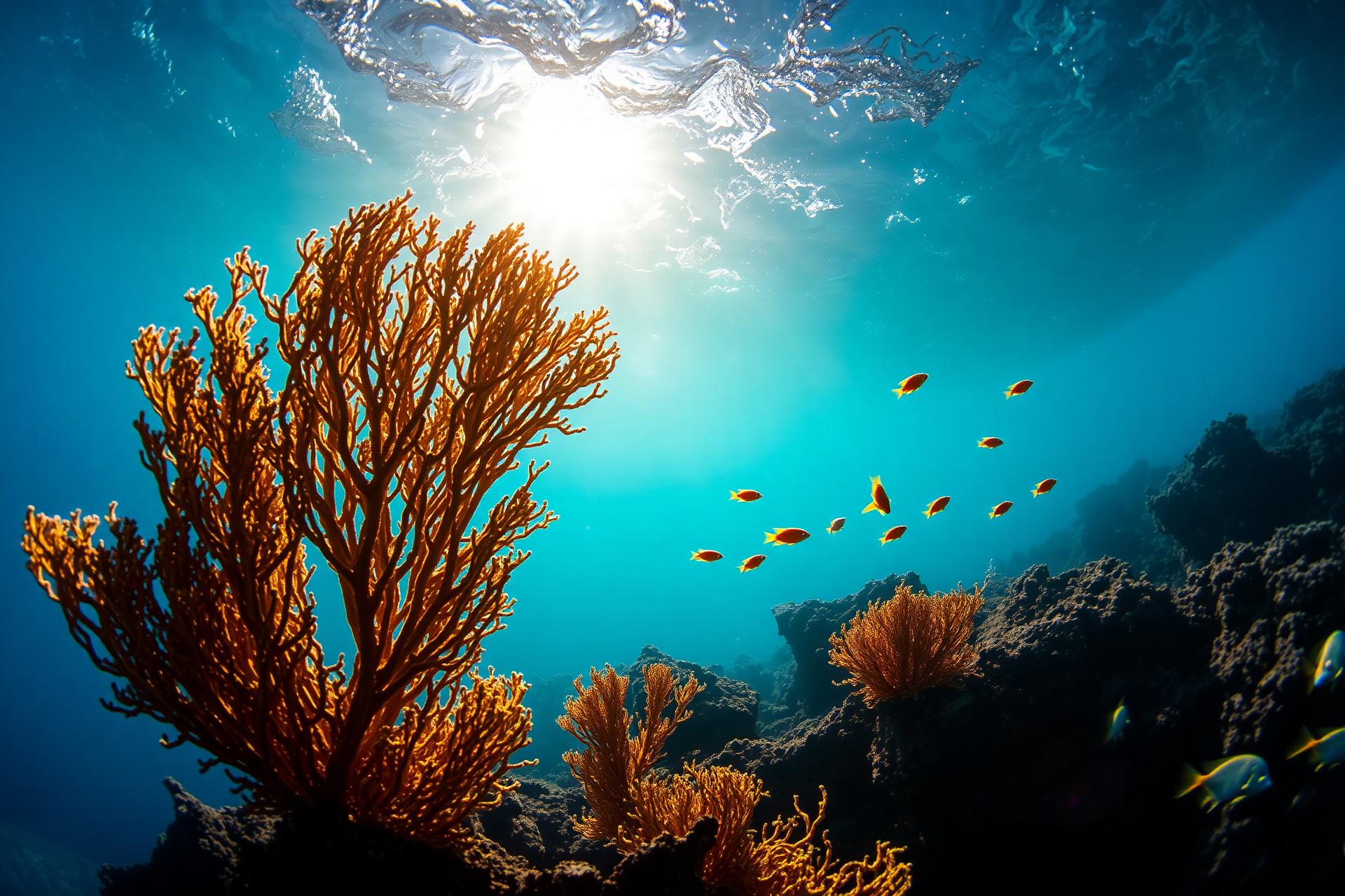 Sunlit coral reef